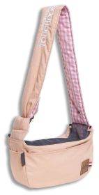 Over-the-Shoulder Hands-Free Dog Carrier (Color: Peach)